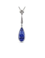 6.72Ct Pear Cut Sapphire & Diamond Accented Pendant 14K Gold