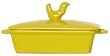 Stoneware Pottery Yellow Box with Rooster Top Cover 7 1/2"L, 4.5"W, 2"H Set of 2