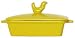 Stoneware Pottery Yellow Box with Rooster Top Cover 7 1/2"L, 4.5"W, 2"H Set of 2