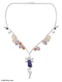 Amethyst and lapis necklace, 'Dolphin' 0.6 W 15.8 L