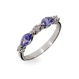 Sterling Silver Stackable Ring with Tanzanite CZs