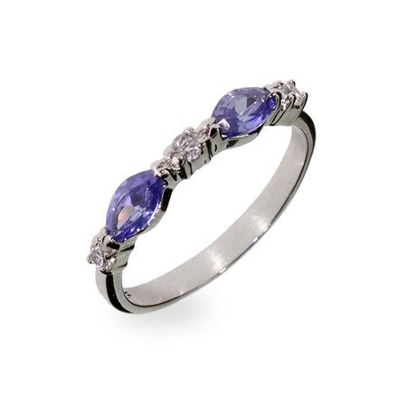 Eve's Addiction Sterling Silver Stackable Ring with Tanzanite CZs