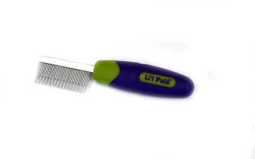 Dog Grooming Brushes:Li'l Pals Shedding Purple and Green Comb for Dogs, Extra Small
