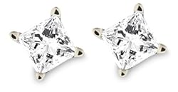 Platinum, Princess-Cut, Diamond 4-Prong Stud Earrings (3/4 cttw, G-H Color, VS2 Clarity)