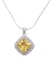 Sterling Silver Pink CZ Necklace with CZ Lined Accents and 18 inch Snake Chain, Yellow