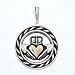 Round Claddagh Pendant with FRIENDSHIP LOVE AND LOYALTY Inscription in Sterling Silver and 14 Kt Gold, #8490