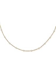 14K Yellow Gold 38" 1.50mm Cable Link Chain With 37 Round Faceted Clear Cubic Zirconia Necklace With Lobster Clasp
