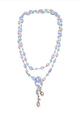Lariat Style Champagne Colored Freshwater Pearl Necklace with Sterling Silver Links
