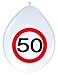 8 bedruckte Luftballons Zahl 50 Verkehrsschild Geburtstags Dekoration