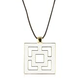 Trina Turk Enamel Brick Gold And White Pendant