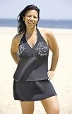 Shooting Star Two Piece Plus Size Halter Skirtini Swimsuit - Women's Swimwear Plus Size Swimsuits