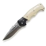 Columbia River Clip Point Folder Knife With White Bone Handle Md: 7085.