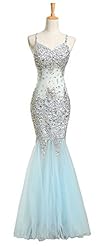 Spaghetti Strap Mermaid Backless Tulle Evening Dress/Prom Dress 