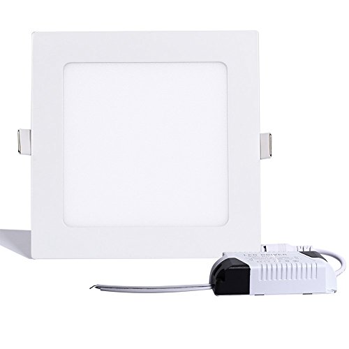 3KINGS 18w New Square, Cool White 6000-6500k 1310LM Super Bright Ultra-thin LED Panel Lamp Ceiling Lamps Recessed Light with Led Driver, the hole size: 8.1 inch x 8.1 inch, AC 85-265V
