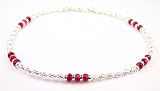 9 Carat RUBY Sterling Silver Gemstone Ankle Bracelets: Handmade Jewelry with Adjustable 1 Inch Extension