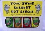 Toad Sweat Dessert Hot Sauce Gag Gift Box: One bottle of each Toad Sweat Sauce in a 5oz bottle: Key Lime, Chocolate Orange, Cranberry, and Lemon Vanilla for those who wish to stock their pantries or give a gift to their favorite chilehead.