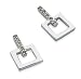 White Ice - Sterling Silver Stylish Sqare with Diamonds Earrings