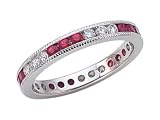 1.15 cts Genuine Ruby Eternity Band - Platinum, 18kt White or Yellow Gold
