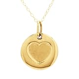 Duragold 14k Yellow Gold Free-Form Heart Medallion Pendant, 18