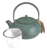Green Bamboo Pine Plum Cast Iron Teapot 18oz #TB2-06G