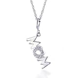 14K White Gold Mom Pendant w/Chain 18