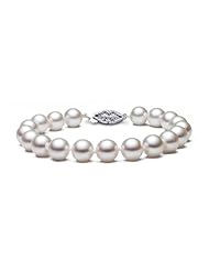 PremiumPearl 8-8.5mm Hanadama White Japanese Akoya Cultured Pearl Bracelet, 7" Length