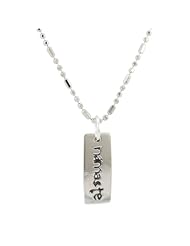 Rectangular NAMASTE Double Sided Engraved Word Pendant in Sterling Silver on a 16 or 18 inch Rhodium 3 bead + 1 bar Chain Necklace by Zoe and Piper, #7057