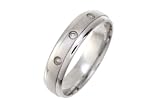 Image of 9ct 5mm White Gold Matt Centre 6pts Diamond Set Weding Ring