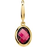 09.00X07.00 Mm 14K Yellow Gold Genuine Checkerboard Rhodolite Garnet Charm