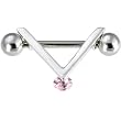 Sterling Silver 925 V-Design Pink Crystal Spinner Nipple Shield