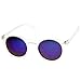 Retro Fashion P3 Frame Color Lens Round Horn Rimmed Sunglasses (Frost Ice)