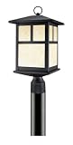 Westinghouse 64832 One-Light Outdoor Post Top Lantern, Textured Black with Honey Art Glass