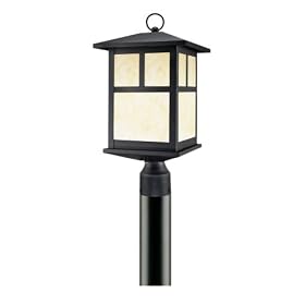 Westinghouse 64832 One-Light Outdoor Post Top Lantern, Textured Black with Honey Art Glass by Westinghouse
