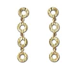 14kt Yellow Gold Diamond Cut Circle Drop Earrings