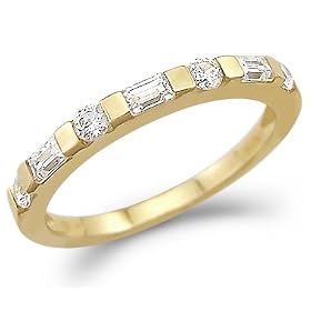 Solid 14k Yellow Gold Womens CZ Cubic Zirconia Wedding Anniversary Band Ring 1.0 ct Solid 14k Yellow Gold Womens CZ Cubic Zirconia Wedding Anniversary Band Ring 1.0 ct