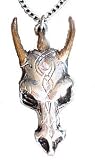 Silver-Tone and Pewter Gothic Dragon Skull Crystal Pendant Amulet Necklace by 