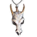 Silver-Tone and Pewter Gothic Dragon Skull Crystal Pendant Amulet Necklace
