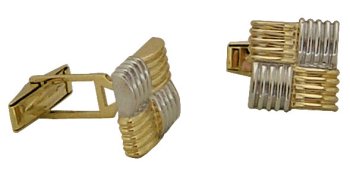 14k Two Tone Solid Gold Cufflinks - CL147