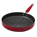 KitchenAid Hard-Base Porcelain Aluminum Nonstick 11-Inch Round Deep Grill Pan, Red