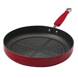 KitchenAid Hard-Base Porcelain Aluminum Nonstick 11-Inch Round Deep Grill Pan, Red by KitchenAid