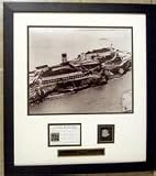 Alcatraz actual rock framed and matted with a picture of The Alcatraz Rock Prison