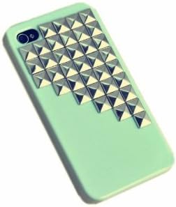 EverGoods Mint Green Fashion Punk Studs and Spikes Mobile Phone Case for Apple iPhone 4 4S
