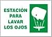 ESTACION PARA LAVAR LOS OJOS (W/GRAPHIC) 7 x 10 Adhesive Vinyl Sign