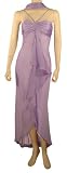 Spaghetti X Shirred Front w/Ruffle Front Tail Asymmetrical Classic Evening Dress +Scarf