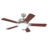 Westinghouse 7220065 Silverdale Energy Star One-Light 52 inch Five-Blade Ceiling Fan, Brushed Nickel Finish
