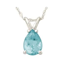 All-Natural Genuine 8x6 mm, Pear Shape Aquamarine pendant set in Platinum by Szul