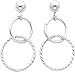 White-gold Double Ring Dangle Earrings Jewelry