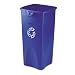 Rubbermaid&reg; Commercial Untouchable Recycling Container, Square, Plastic, 23 Gallon, Blue