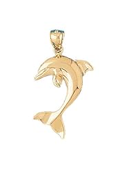 Dazzlers Solid 14 karats gold Dolphin Charm Pendant Available in three colors from jewelsberry (weights: 3.8 grams only)