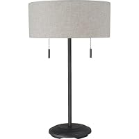 Royce Lighting Portable Lamp Collection 2-Light Table Lamp, Burnished Bronze Finish with Natural Linen Shade